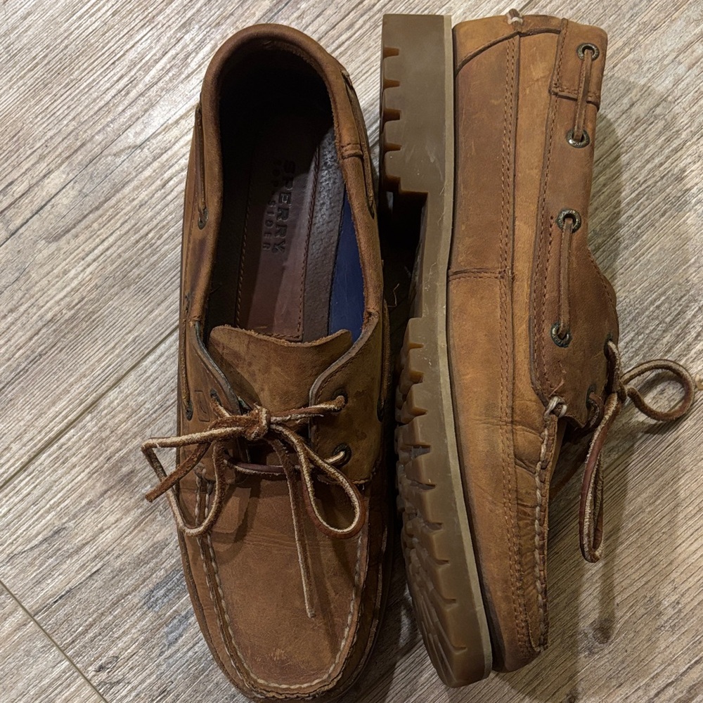 Sperry Tan Leather Boat Shoes for Men